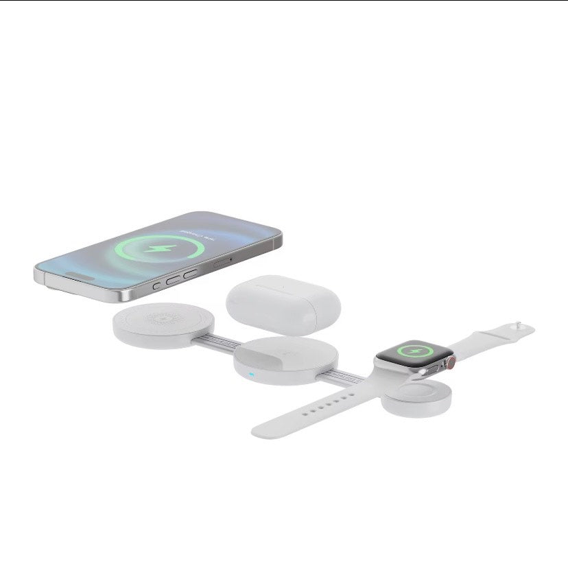 Chargeur sans fil magnétique pliable trois-en-un, multifonctionnel, pour téléphone portable