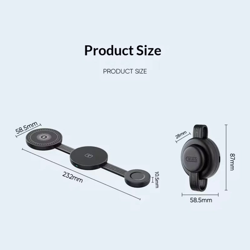 Chargeur sans fil magnétique pliable trois-en-un, multifonctionnel, pour téléphone portable