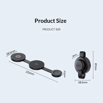Chargeur sans fil magnétique pliable trois-en-un, multifonctionnel, pour téléphone portable