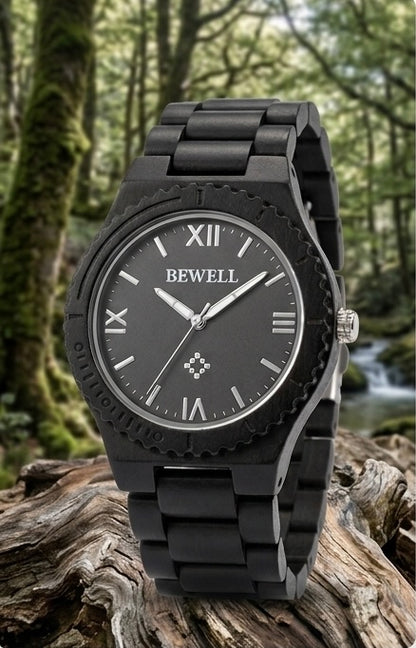 Montre de luxe  pour homme en bois naturel avec design